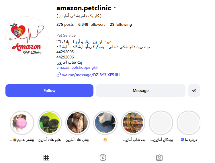 کلینیک دامپزشکی و پت شاپ بزرگ آمازون مرزداران