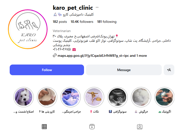 کلینیک دامپزشکی و پت شاپ کارو